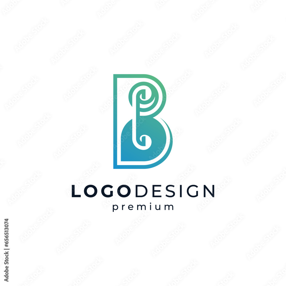 letter B and leaves ornament for botanical or business logo design letter B and leaves ornament for botanical or business logo design