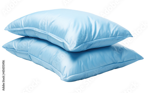 Two Blue Contour Pillow on White Transparent Background.