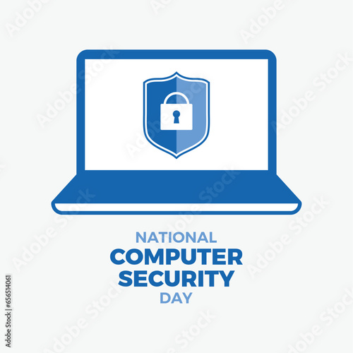 National Computer Security Day vector illustration. Protected computer with shield and lock icon vector. November 30. Important day