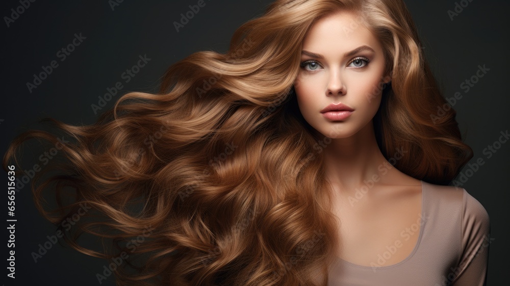 Portrait of a beautiful woman with long wavy hair. Portrait of a beautiful woman with long wavy hair.