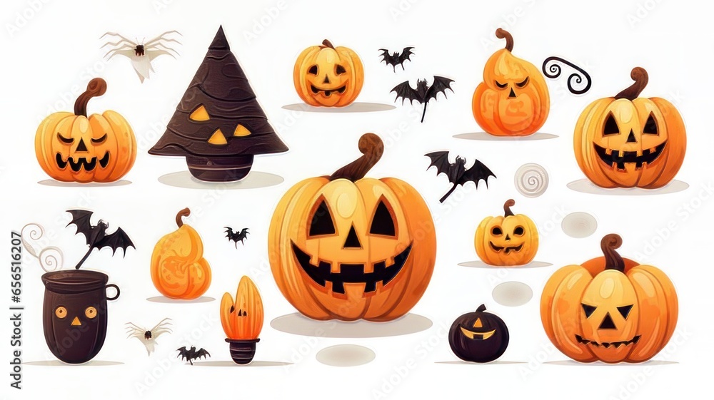 Dibujo de halloween, con calabazas terroríficas sonriendo, murciélagos, decoración de miedo. Dibujo de halloween, con calabazas terroríficas sonriendo, murciélagos, decoración de miedo.
