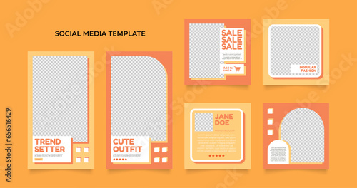 social media template banner blog fashion sale promotion. fully editable instagram and facebook square post frame puzzle organic sale poster. yellow orange vector background