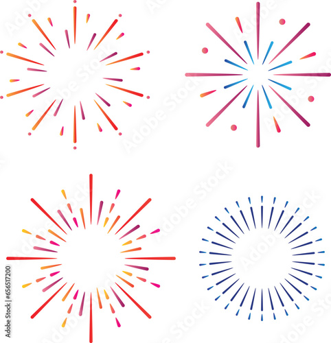 set of red and white fireworks