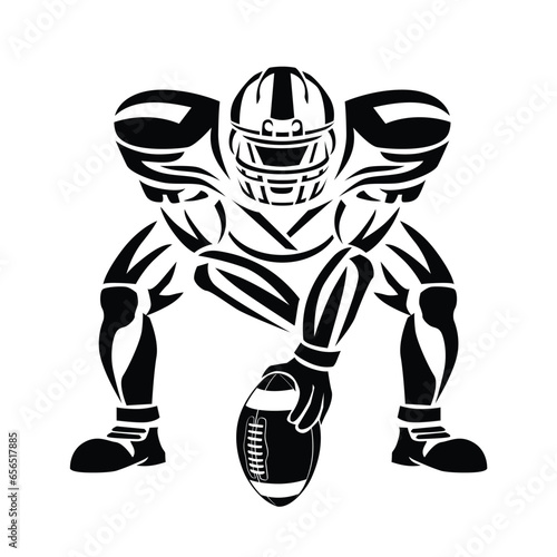 American football center player with ball. Vector template on transparent background