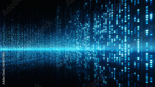 Blue digital binary data on computer screen background Banner
