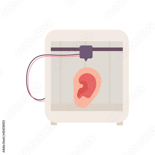 A synthetic organ. ear .3D printer, bioprinting, prosthetics. Medical printing.