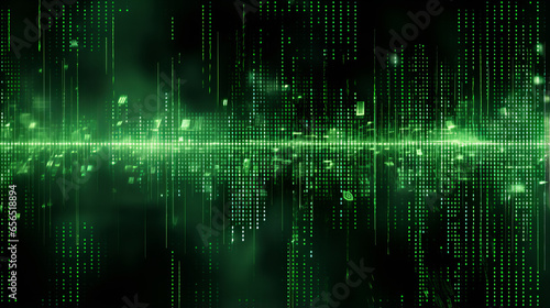 Green digital binary data on computer screen background Banner