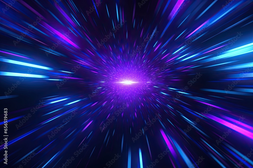 Fototapeta premium Abstract light in space background. Warp speed dreams. Glowing universe. Galactic burst. Energy in cosmos. Sparkling stars. Show in space