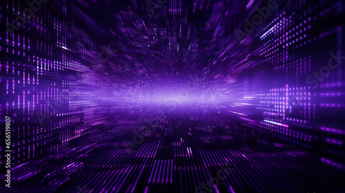 Purple digital binary data on computer screen background Banner