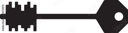 Key icon for lock and open door in house. Safety and security protection symbol.