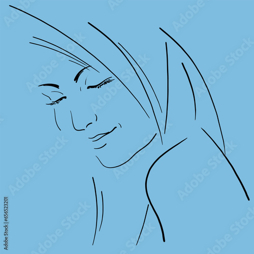 Man and woman, kiss, love, tenderness, illustration, vector, print on paper, fabric