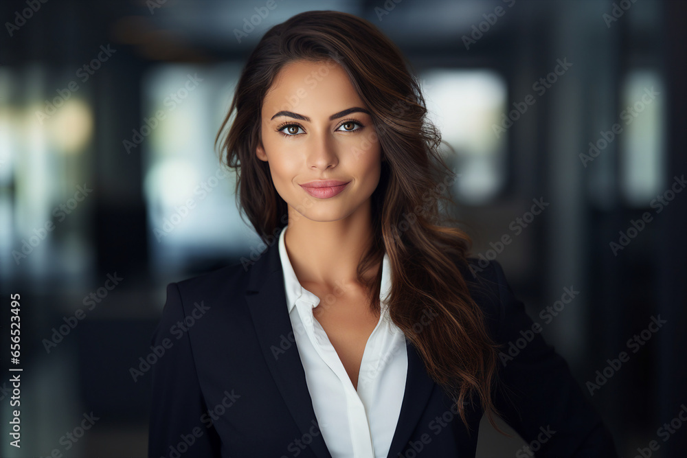 Naklejka premium Generative AI picture portrait of amazing gorgeous office worker young woman