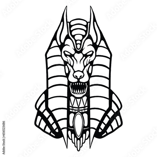 line art of anubis drawing