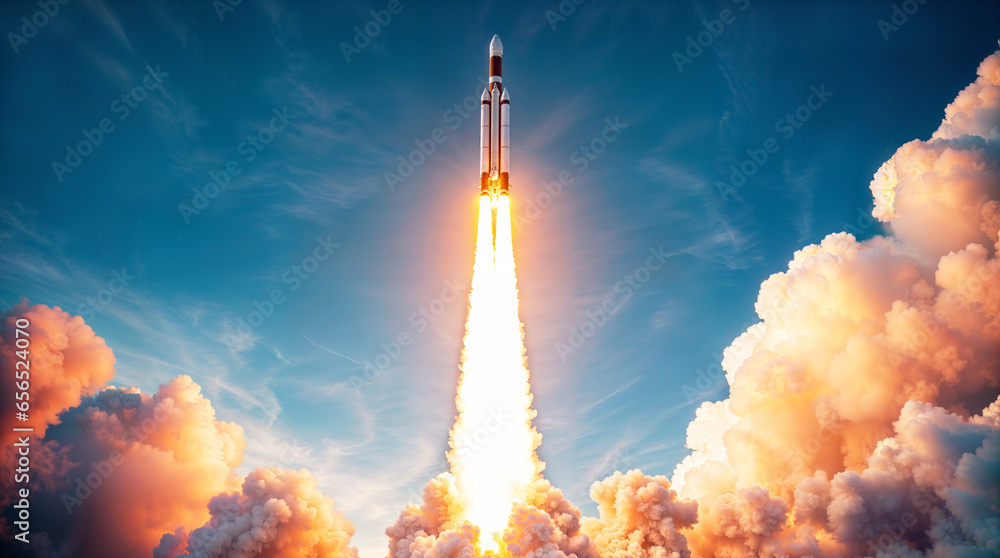 Rocket taking off, space shuttle launch hd - obrazy, fototapety, plakaty 