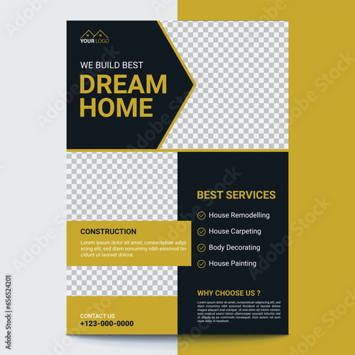 Modern brochure and  home sale flyer design template, corporate real estate flyer design, editable text,