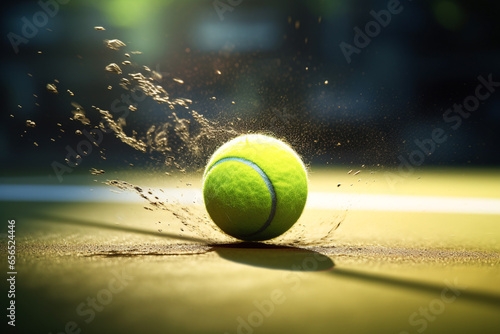 Tennis, tennis ball, sport, illustration. Generative AI. Game, tennis court, play, leisure and recreation, image © artsterdam