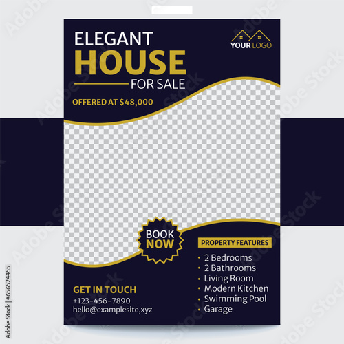 Modern brochure and  home sale flyer design template, corporate real estate flyer design, editable text,