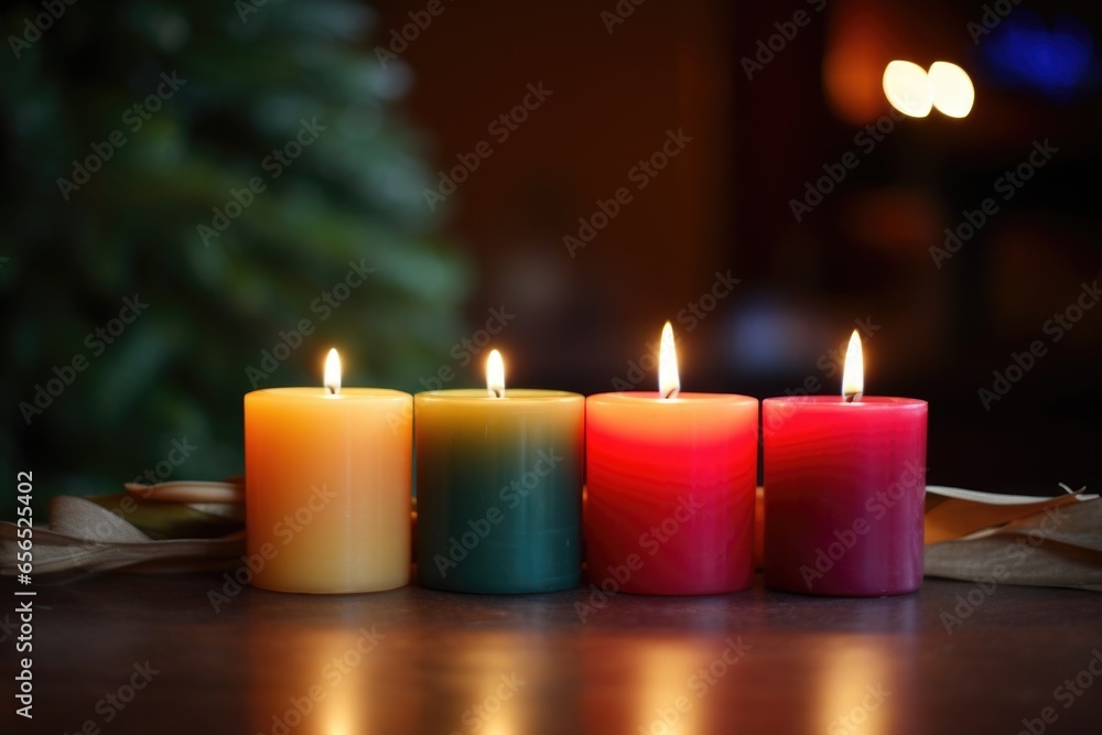 three unlit candles waiting to be lit next to four burning candles three unlit candles waiting to be lit next to four burning candles