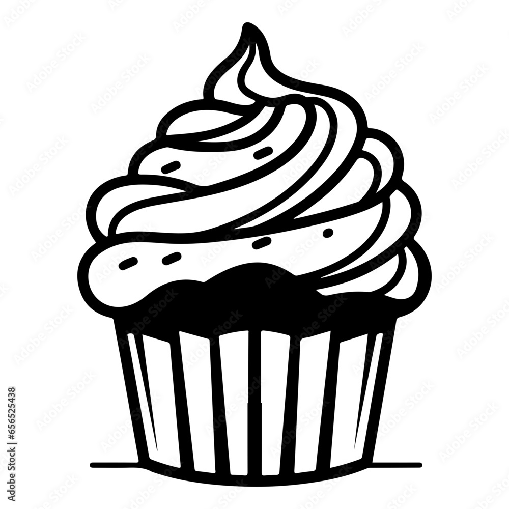 hand drawn cupcake. cartoon cupcake