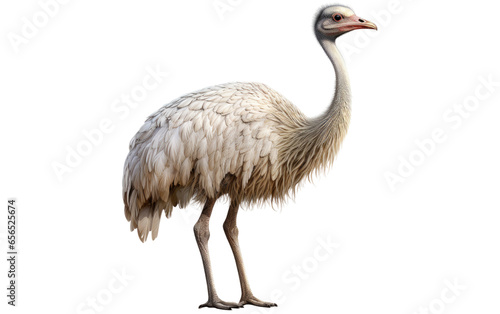 Standing an Ostrich on White Transparent Background.