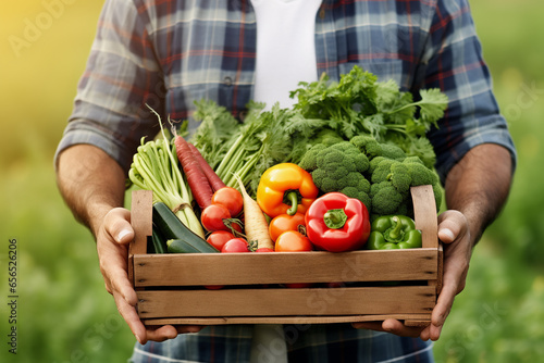 Young farmer holding fresh vegetables in a basket © Ricardo Costa
