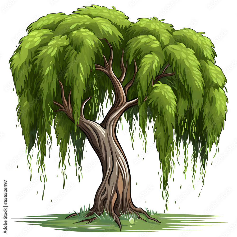 Cartoon clipart of willow tree, plant clipart, nature clipart, isolated ...