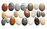 Attractive Multiple Colorful Stones Pebble on White Transparent Background.