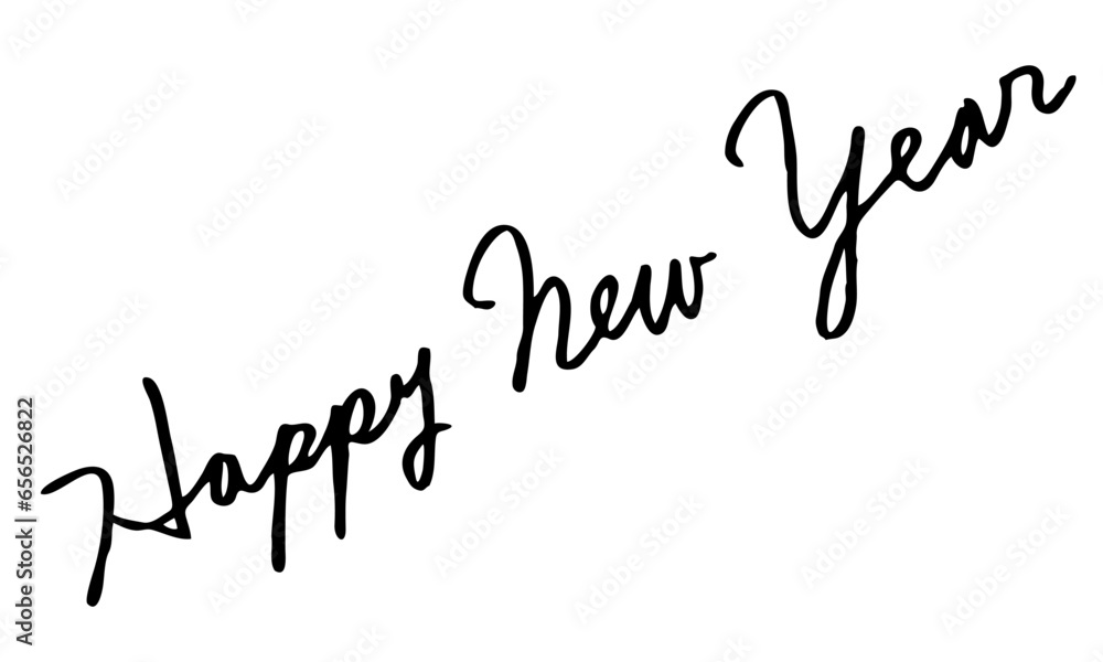 Happy New Year 手書き文字 筆記体 英語 年賀状 Happy New Year 手書き文字 筆記体 英語 年賀状