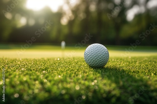 a golf ball on the green grass field. Generative AI