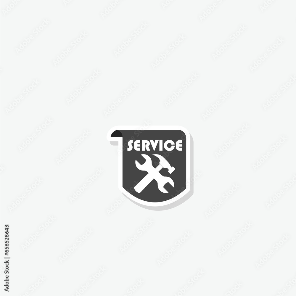 Service work repair label or logo sticker isolated on gray background