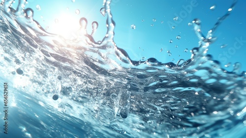 Water splash with sun light and blue sky background © andri