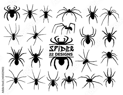 Spider SVG Bundle, Spider Silhouette, Set of black spider icons, Spiders cut file