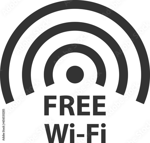 Free wi fi icon. Connection zone wifi vector symbol. Radio waves signal.