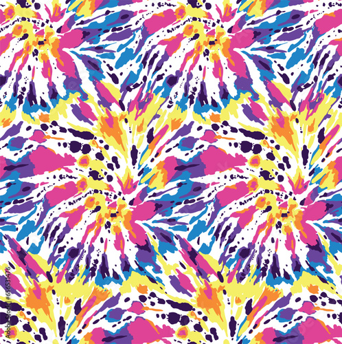 Tie dyed spiral rainbow seamless pattern. Seamless pattern.