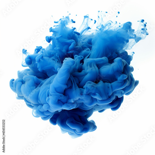 Blue smoke explosion isolated on a white background