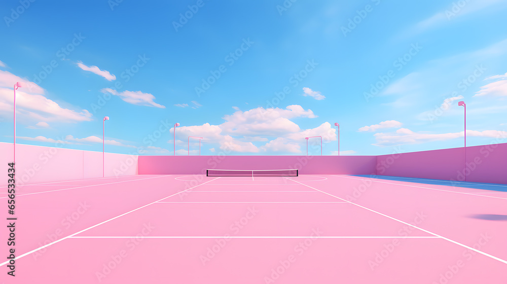 3d rendering of pink bedroom, living room, sport ground, library, book, studio light, for doll, playing, fantasy
