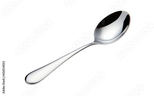 Beautiful Silver Color Spoon on White Transparent Background.