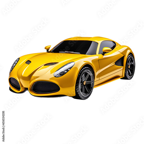 Modern yellow sports car on transparent background PNG