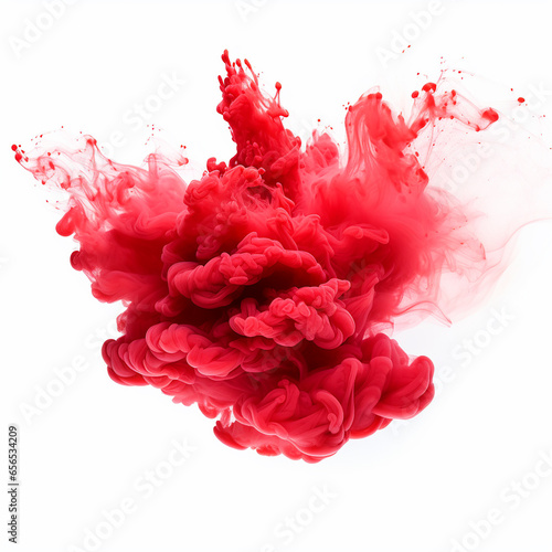 Red smoke explosion isolated on a white background