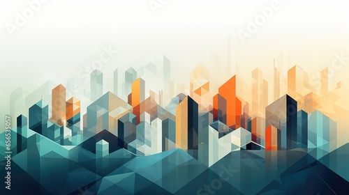 big city skyline colorful poster on beautiful triangular texture background