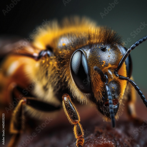 Honeybee, macro high resolution. AI generated © Khorzhevska