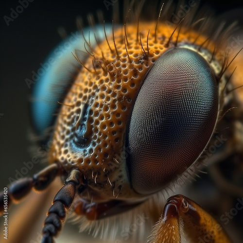 Honeybee, macro high resolution. AI generated