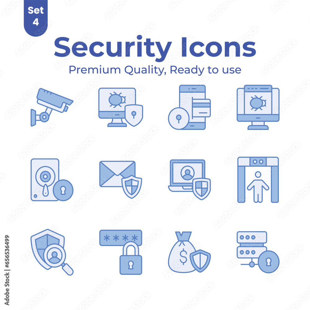 Get this unique and premium security and protection icons set in modern design style Get this unique and premium security and protection icons set in modern design style