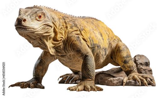 Beautiful Komodo Dragon on White Transparent Background.