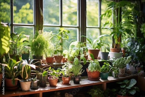 houseplants arranged near a window providing natural light