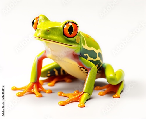 Red-eyed tree frog on white background. 3D illustration.