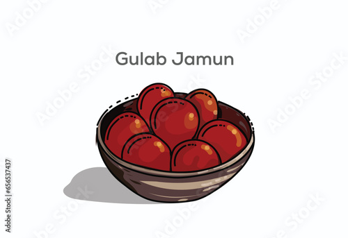Gulab Jamun festivel sweets vector illustration photo