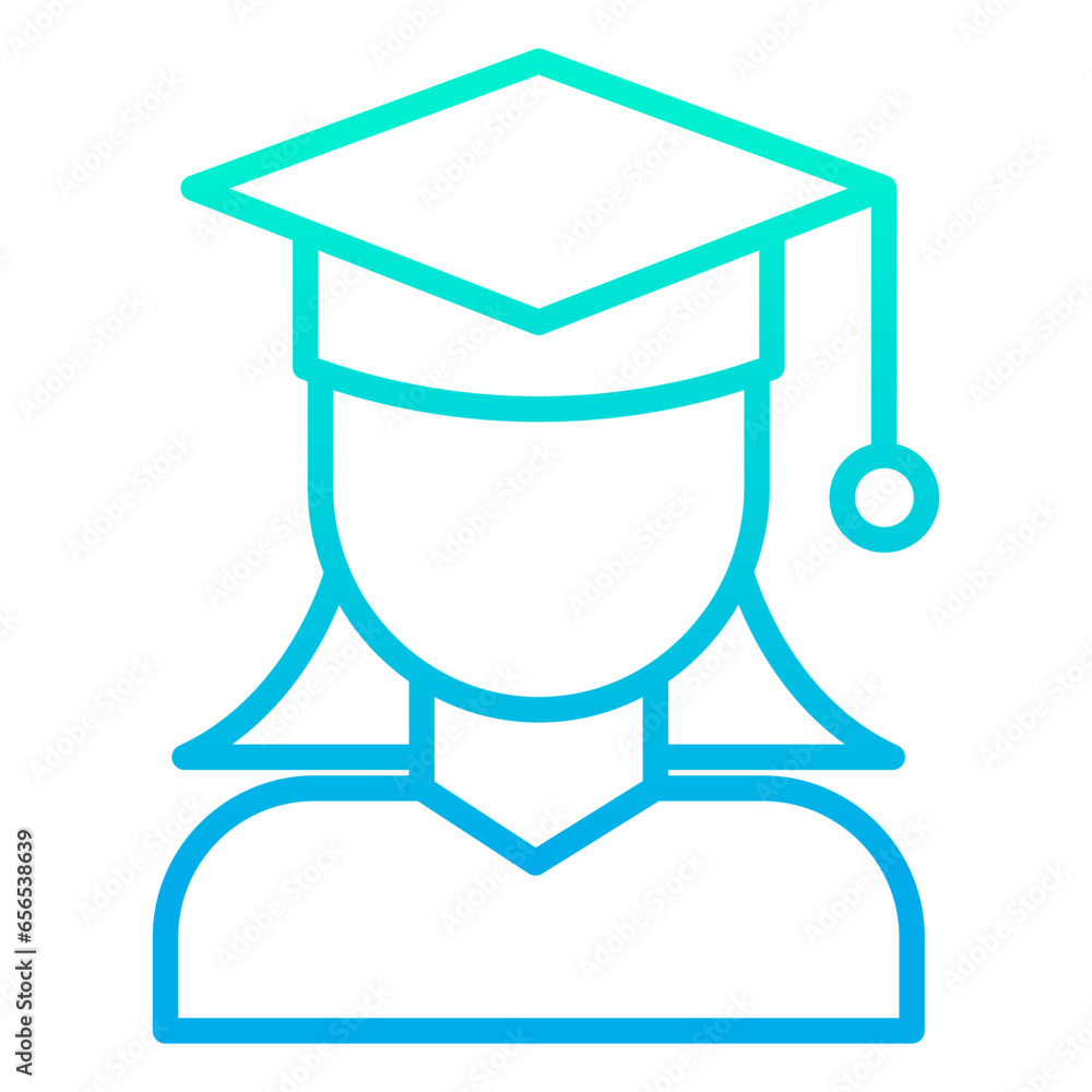 Outline gradient Woman Graduate icon Outline gradient Woman Graduate icon