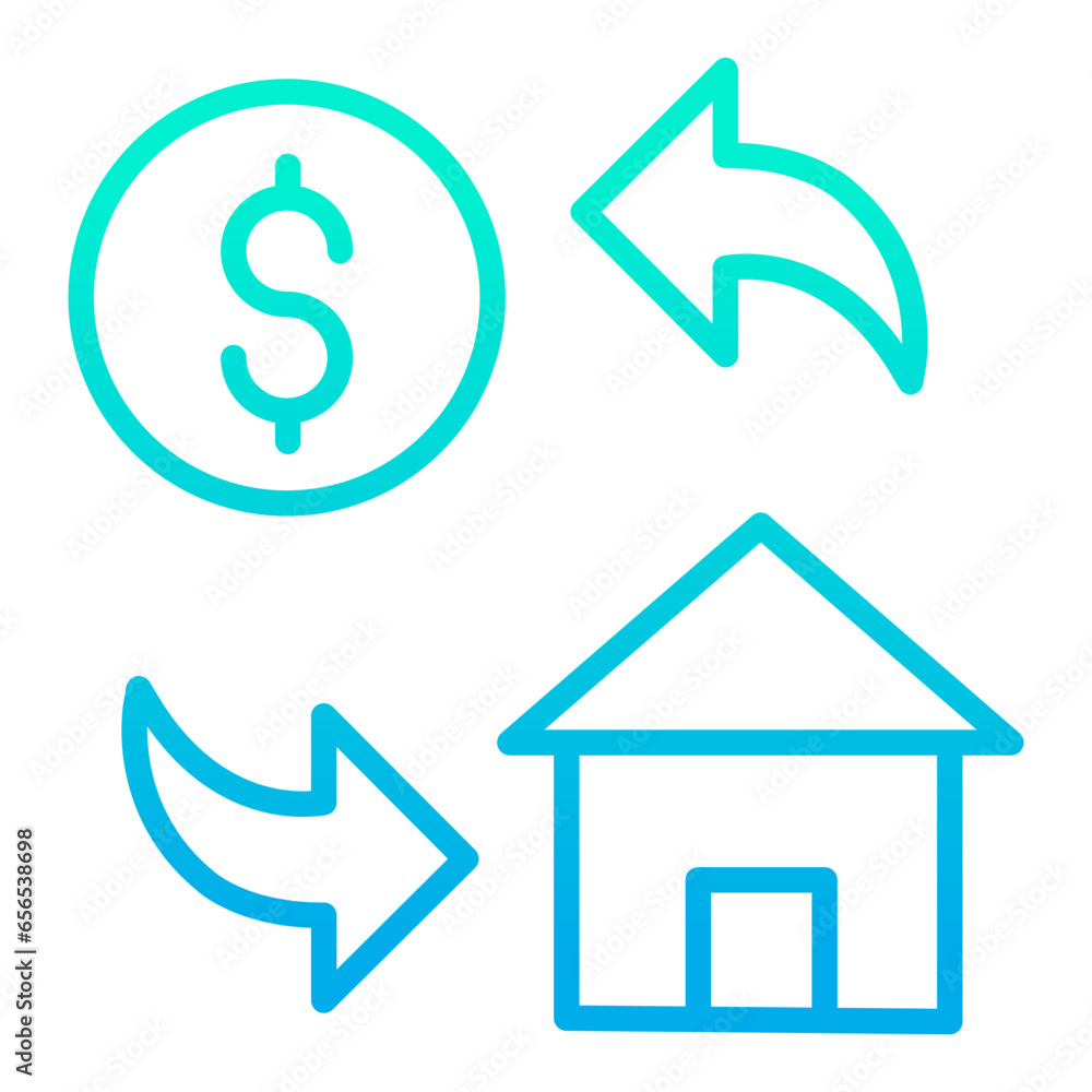 Outline gradient Dollar Home Cost icon Outline gradient Dollar Home Cost icon