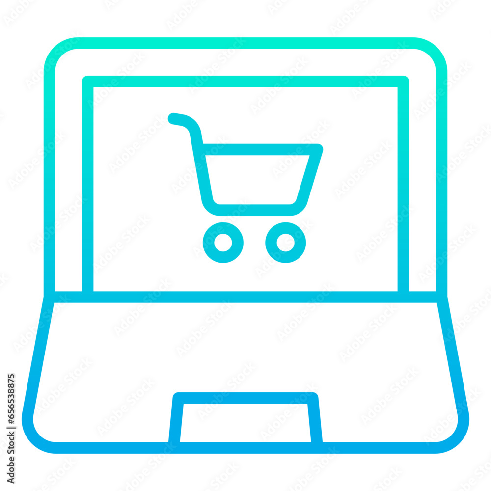 Outline gradient Laptop Cart icon